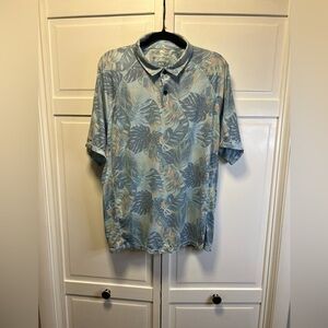Tommy Bahama Men’s Costa Brava Island Zone Polo Shirt Color Blue Tropical Leaf